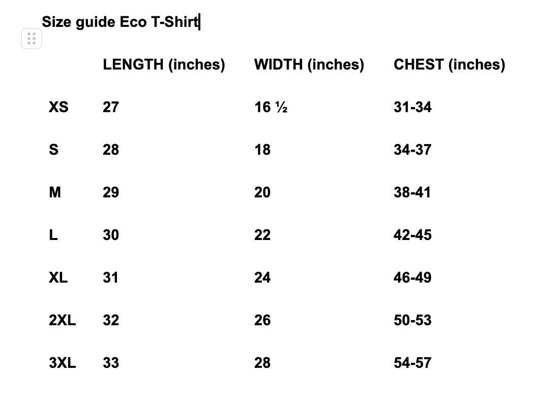 close up image of a size guide