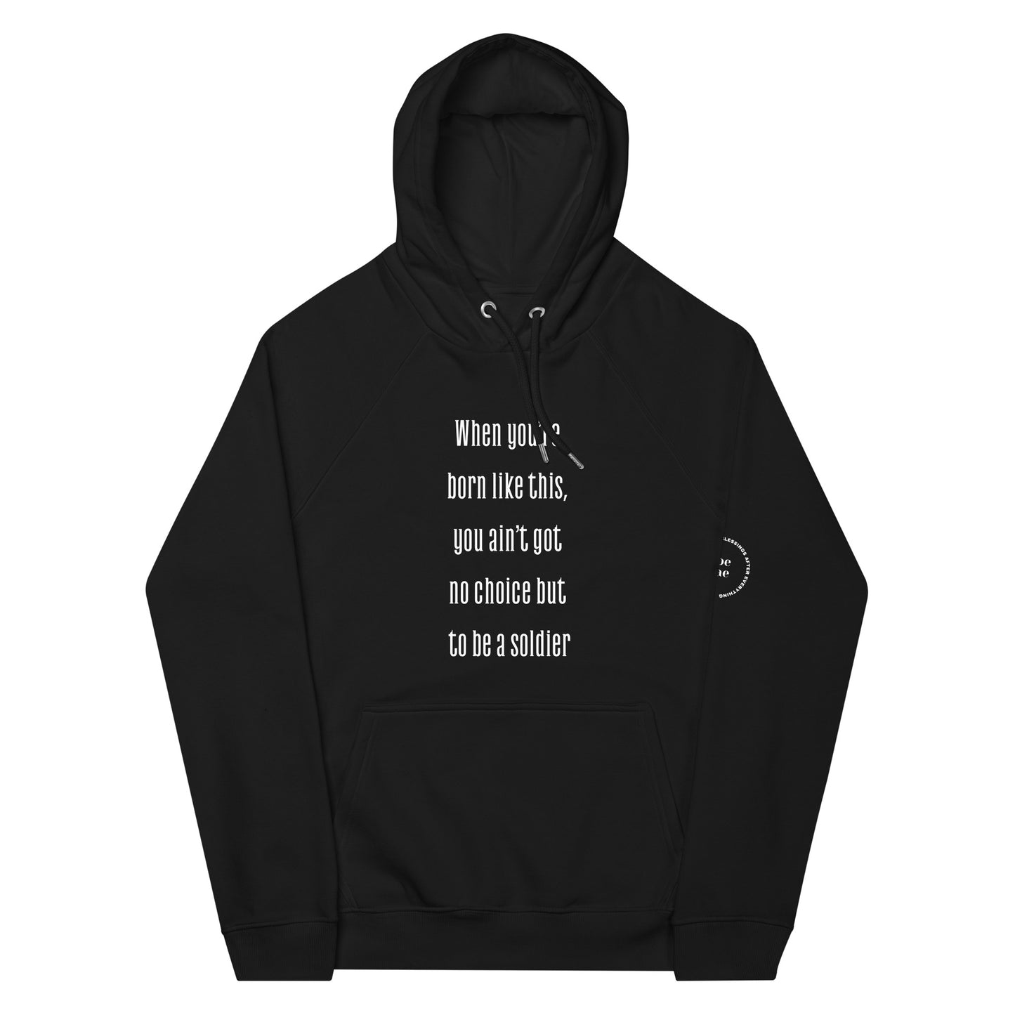 Born Like This Soldier Black Unisex Eco-friendly Hoodie