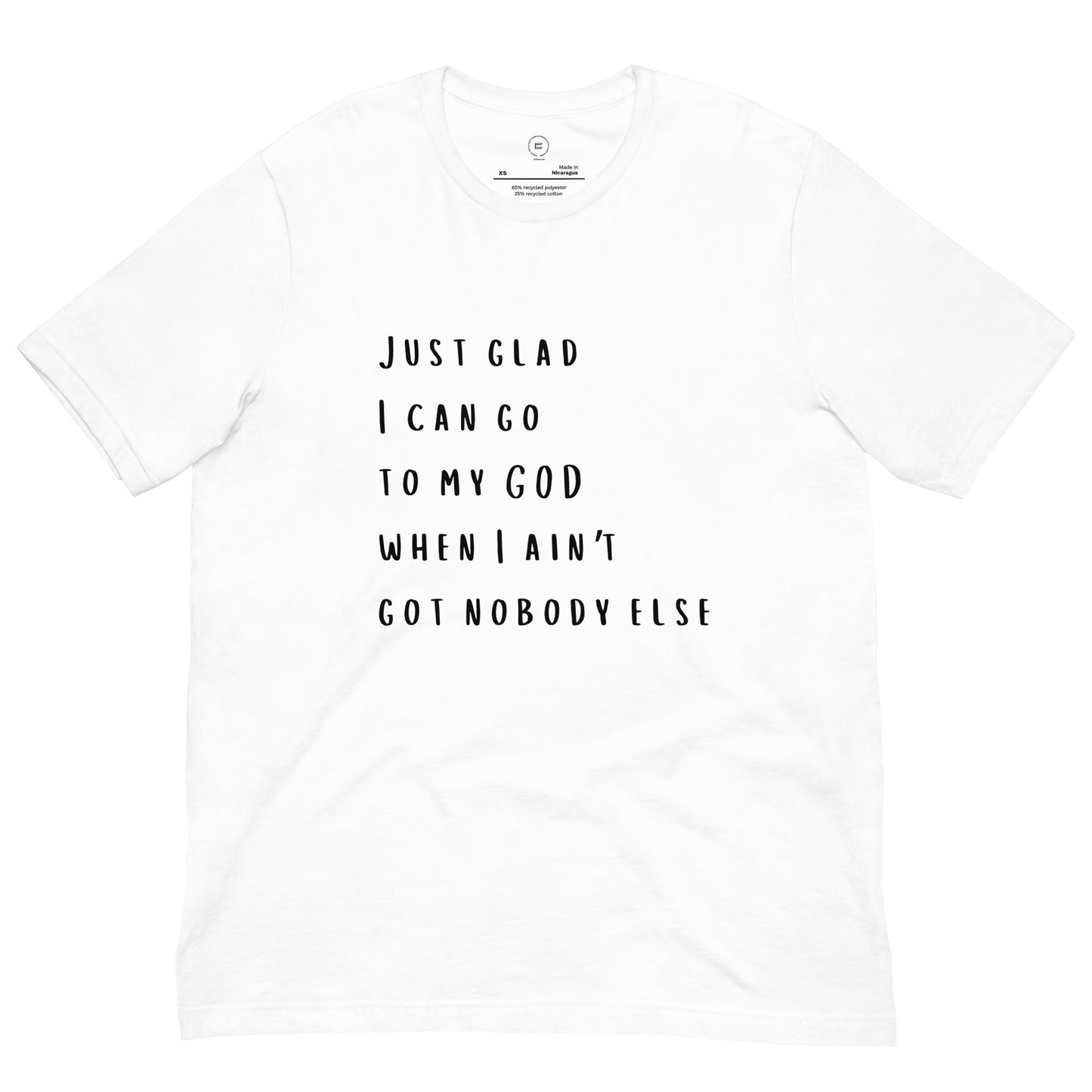 I Can Go To My God Unisex White Eco-friendly T-shirt