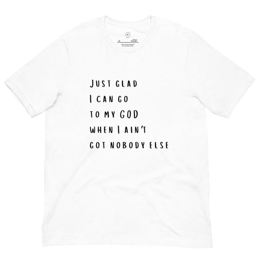 I Can Go To My God Unisex White Eco-friendly T-shirt