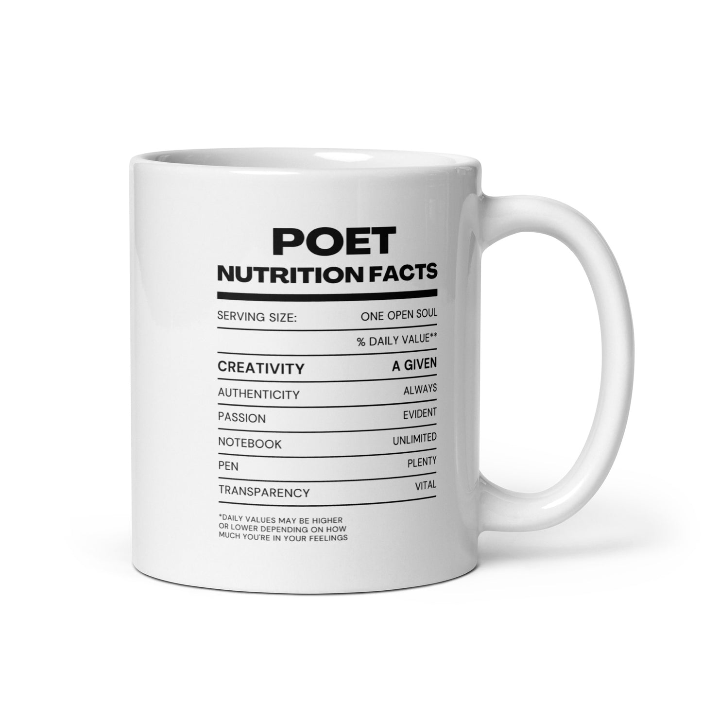 up close image of a white glossy mug with a graphic design